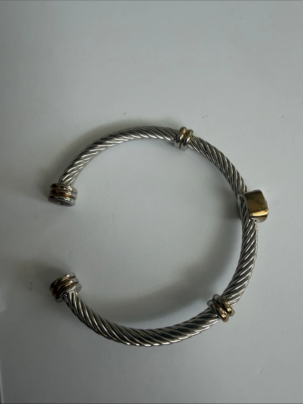 Trendy boutique Silver and Gold Twisted Cable Cuff Bracelet
